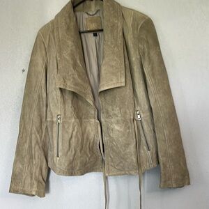 Banana Republic women’s leather jacket, size M, beige/gray